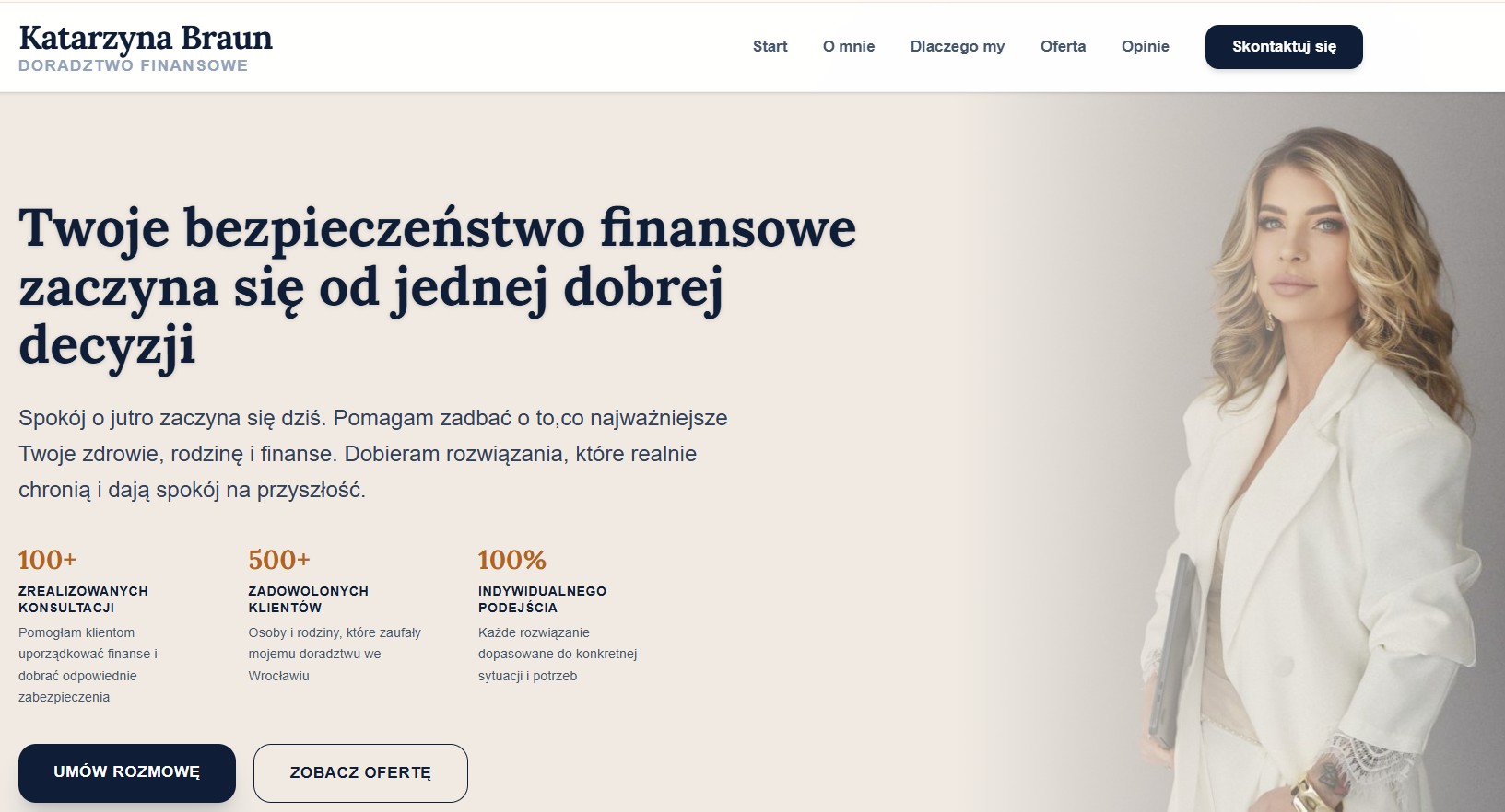 Doradztwo Finansowe - One-page wizerunkowy dla doradcy finansowego